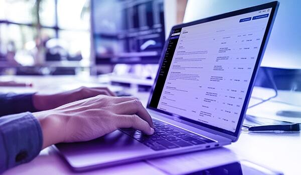 Developer working in Vertesia on laptop