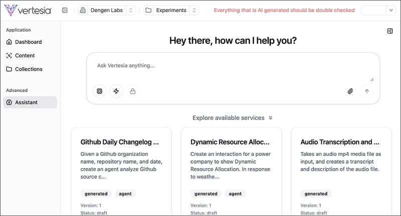 Vertesia's Enterprise AI Assistant app