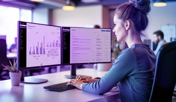 Female software developer working in Vertesia